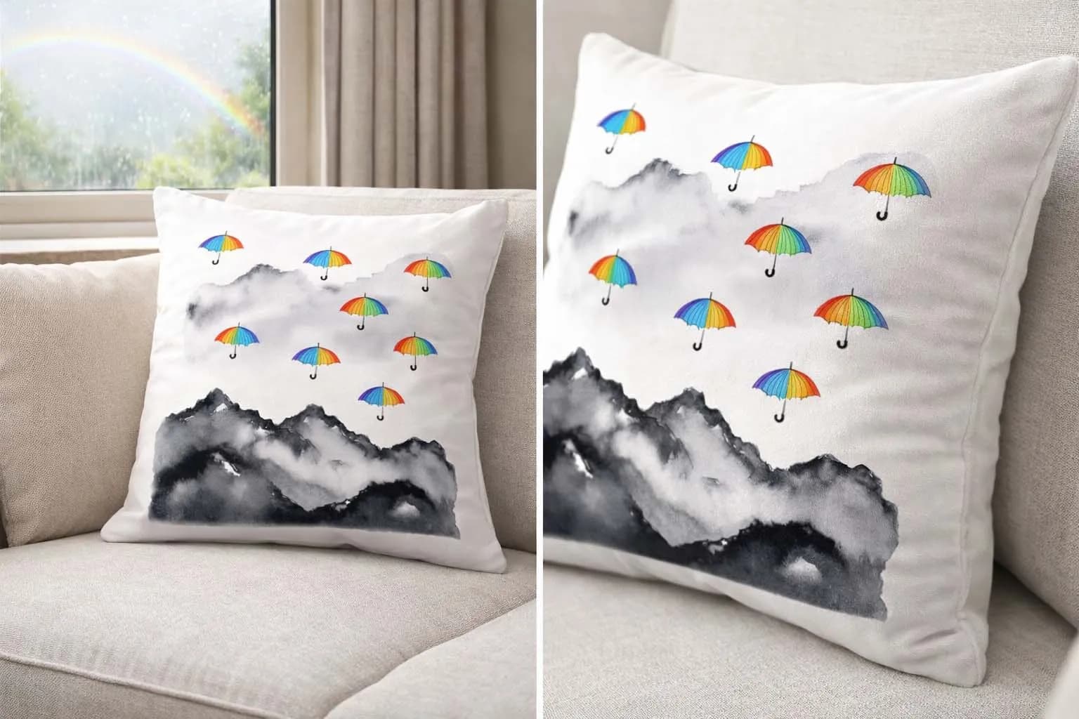 Rainbow Umbrella Cushion - 2