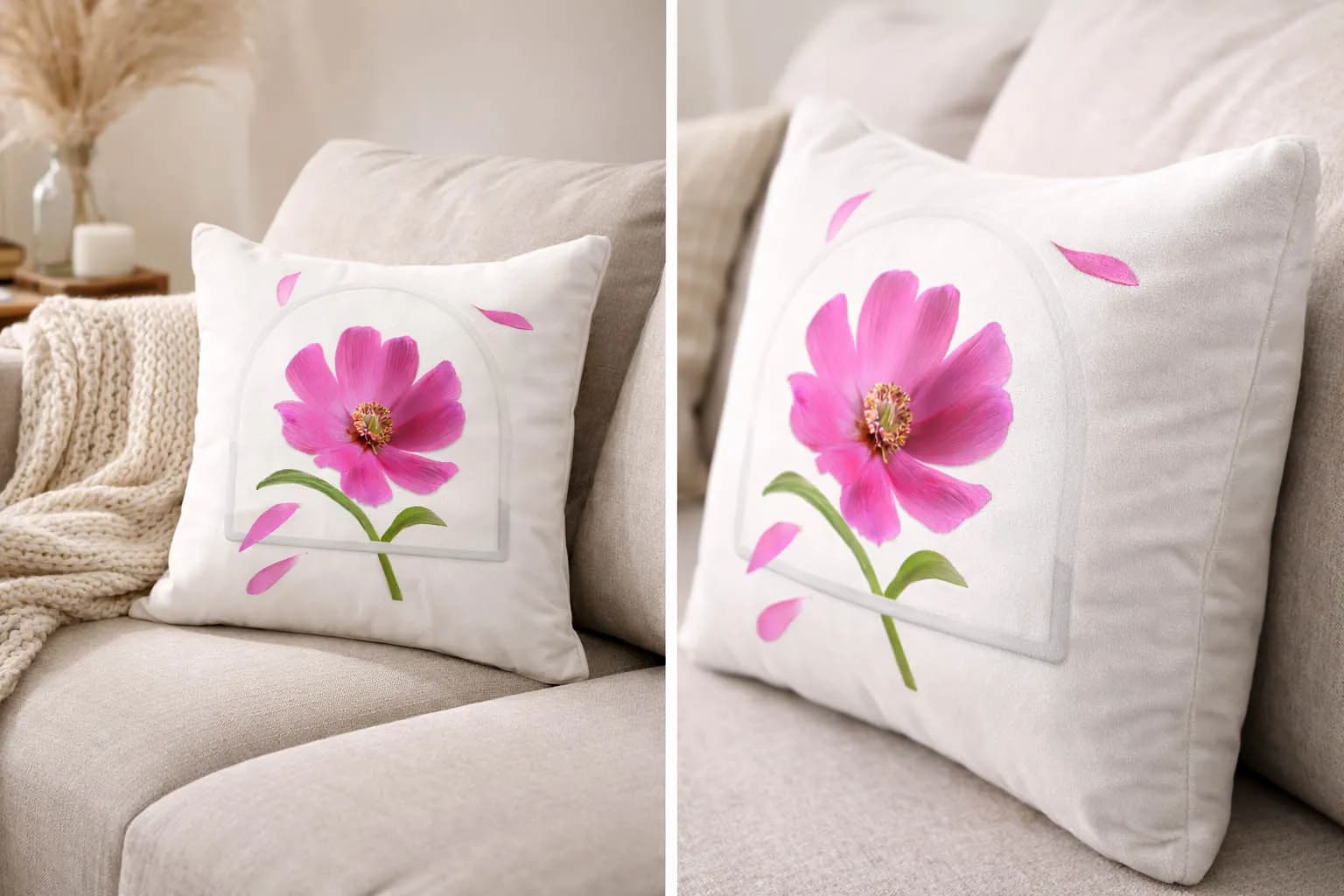 Elegant Pink Blossom Cushion - 2