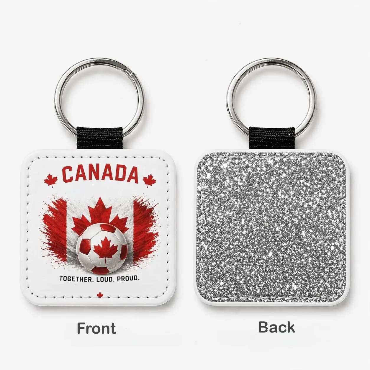 Canada Soccer Team Glitter PU Leather Keychain - 2