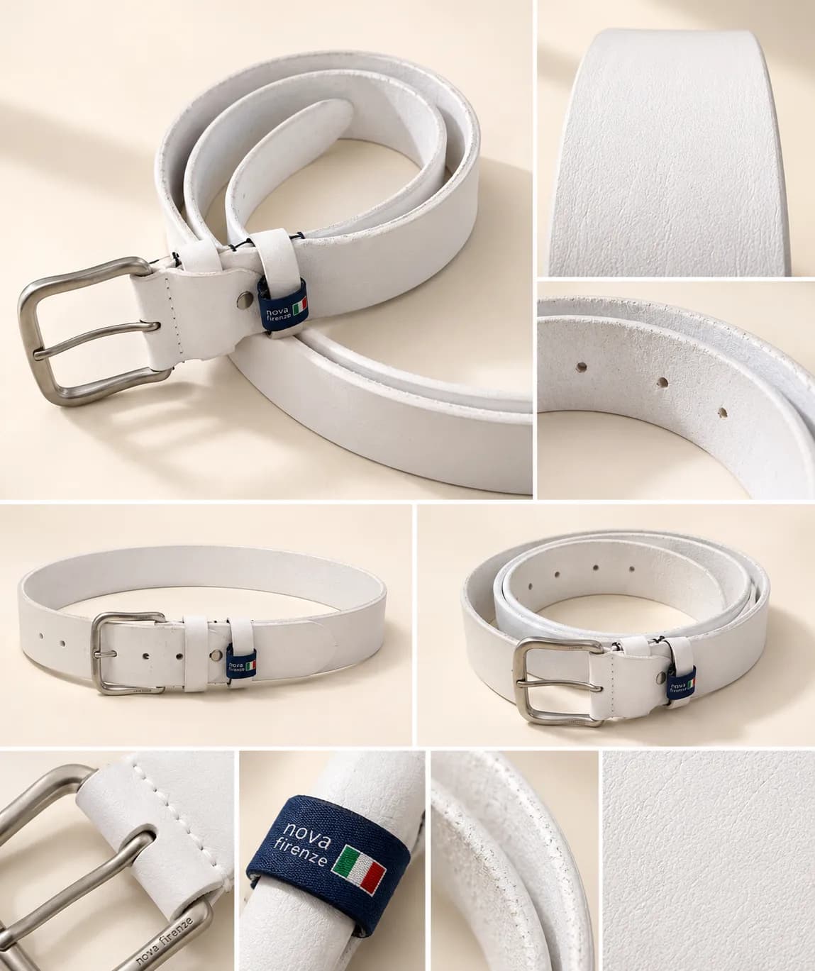 White Premium Leather Belt - 3