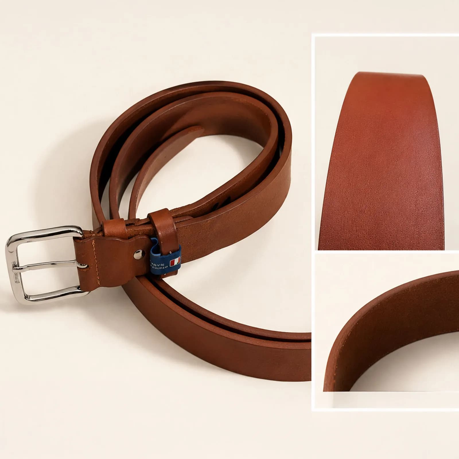 Genuine Leather with Brushed Chrome Buckle