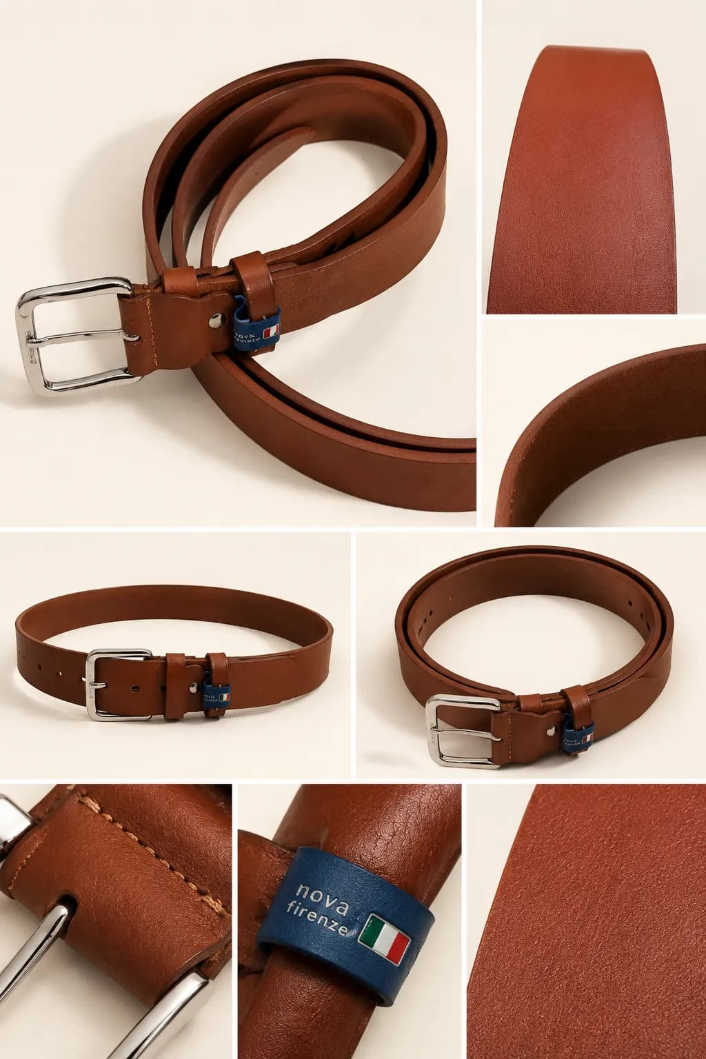 Genuine Leather with Brushed Chrome Buckle - 3