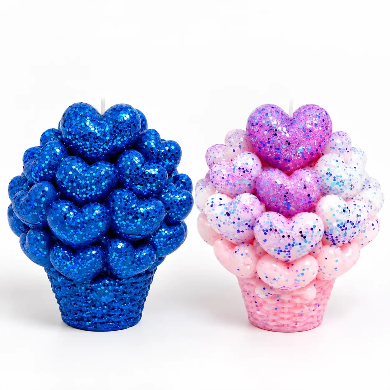Glitter Heart Cluster Candle - 2